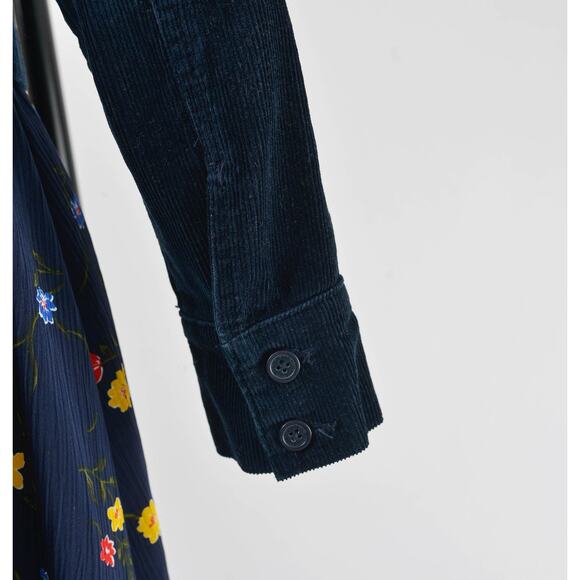 Vintage 90s Bill Blass Navy Corduroy Collared Button Down Cropped Jacket S - Picture 6 of 8